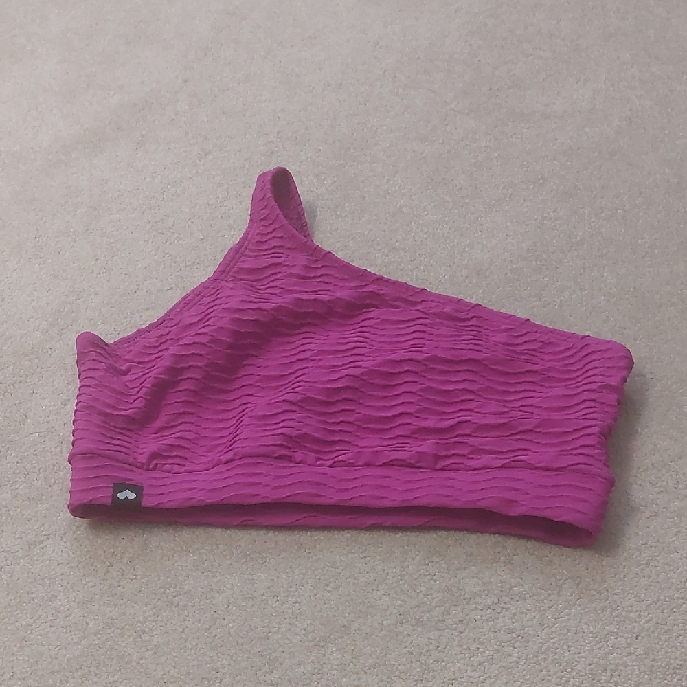 Pink One-Shoulder Textured Top